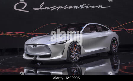 DETROIT, MI/USA - Januar 15, 2018: Ein Infiniti Q Inspiration Concept Car auf der North American International Auto Show (NAIAS). Stockfoto