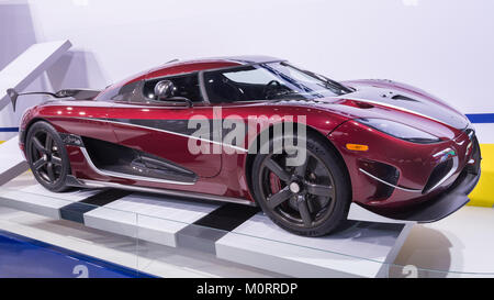 DETROIT, MI/USA - Januar 15, 2018: ein koenigsegg Agera RS Auto auf der North American International Auto Show (NAIAS). Stockfoto