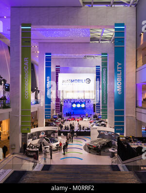 DETROIT, MI/USA - Januar 15, 2018: North American International Auto Show (NAIAS) Eingang, im Cobo Center. Stockfoto