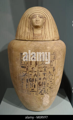 Canopic jar von Pa-Iynen, ägyptischen, möglicherweise Theben, Neues Reich, 18. Dynastie, 1550-1295 v. Chr., Keramik - Middlebury College Museum für Kunst - Burlington, VT-DSC 08052 Stockfoto