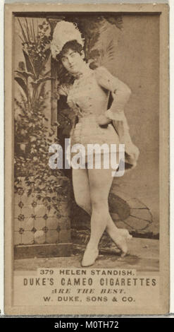 Diese Sammlerkarte mit der Nummer 379 zeigt Helen Standish aus der Serie Schauspieler und Schauspielerinnen, die von Duke Sons & Co. Anfang des 20. Jahrhunderts produziert wurde. Es wurde im Rahmen einer Werbekampagne für Cameo-Zigaretten veröffentlicht. Stockfoto