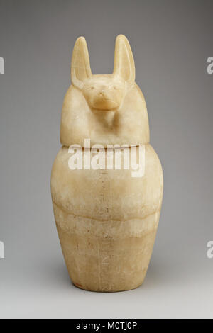 Canopic jar mit einem schakal - Deckel vorangegangen MET 30.8.126 a b EGDP 019945 Stockfoto