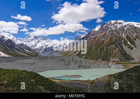 Mt Cook und das Hooker Valley aus der Sealy Gebirgsseen Trail Stockfoto