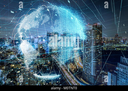 Smart City und das globale Netzwerk Konzept. Stockfoto