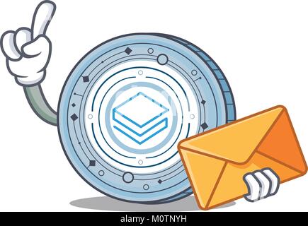 Mit Umschlag strategischen Münze Charakter Cartoon Stock Vektor