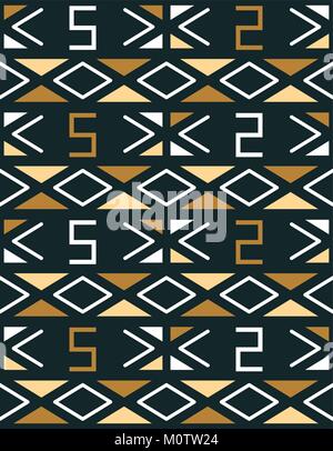 Geometrische nahtlose Muster im afrikanischen Stil. Vektor Ornament in natürlichen Farben: schwarz, braun, beige. Kunst der Völker Afrikas. Drucken für nationale Stock Vektor