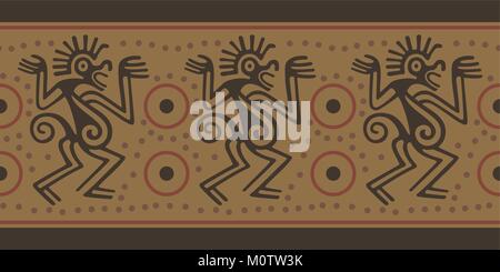 Nahtlose Grenze im indischen Stil. Design der Indianer Südamerikas Stock Vektor
