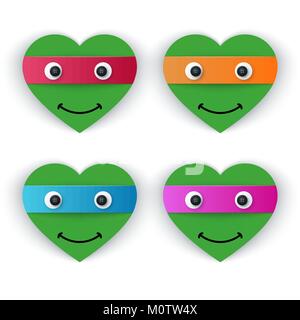 Cartoon Papier Schildkröte - Herzen Abbildung. Stock Vektor