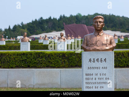 Statuen in Taesongsan revolutionären Märtyrer Friedhof, Pyongan Provinz, Pyongyang, Nordkorea Stockfoto