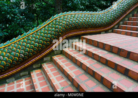 Asien, Thailand, Chiang Mai, Wat Phra That Doi Suthep Tempel Stockfoto