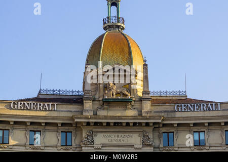 Italien, Lombardei, Mailand, Piazza Cordusio, Palazzo delle Assicurazioni Generali Stockfoto