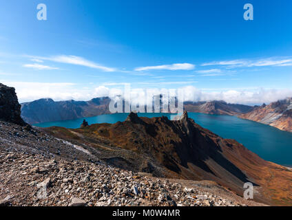 Mount Paektu und seine Crater Lake, Provinz Ryanggang, Mount Paektu, Nordkorea Stockfoto