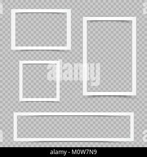 Weißes art Frames mit Schatten auf transparenten Hintergrund. Moderne Grenze Form foto Inneneinrichtung Rahmen. Portfolio Vorlage Grafik Stock Vektor