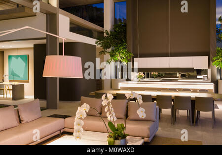 Moderne, luxuriöse Home Showcase interior Wohnzimmer und Küche Stockfoto