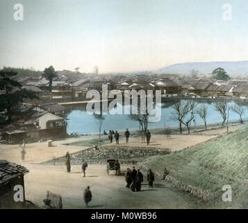 C. 1880 Japan - Blick auf den Teich an sarusawa Nara Stockfoto