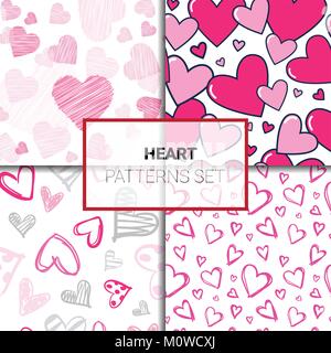 Schnittpläne mit bunten Herzen Doodle nahtlose Valentines Tag Hintergrund Stock Vektor