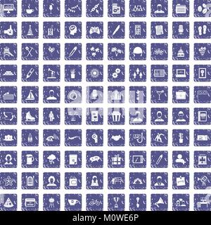 100 team building Icons Set grunge Sapphire Stock Vektor