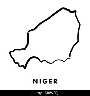 Niger einfache Karte outline-glatten vereinfachte Land formen Karte Vektor. Stock Vektor