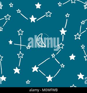 Sternbilder Muster - nahtlose Raum doodle Hintergrund Vektor. Stock Vektor