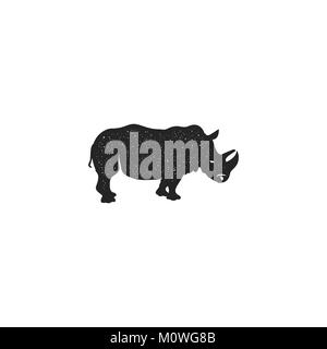 Rhino Symbol Silhouette Design. Wildes Tier und Element Symbol auf weißem Hintergrund. Jahrgang Seite Tier Piktogramm. Vektor Abbildung: Nashorn Stock Vektor
