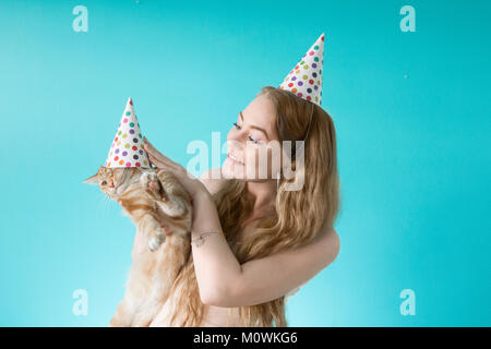 Geburtstag Überraschungsparty Cat Stockfoto