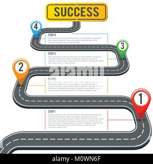 Timeline Straße Infografiken mit Pin Pointer Stock Vektor