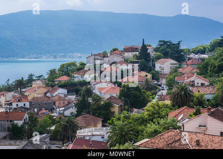 Herceg Novi Stadt an der Adria Küste in Montenegro, Ansicht von Kanli kula Festung Stockfoto