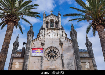 Serbisch-orthodoxe Kirche des Erzengels Michael auf Belavista Quadrat auf die Altstadt in Herceg Novi Stadt an der Adria Küste in Montenegro Stockfoto