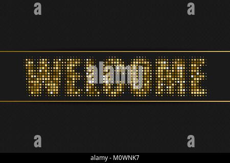 Golden halftone Werbeschild mit geometrischen Muster für ihr Design Willkommen Stock Vektor