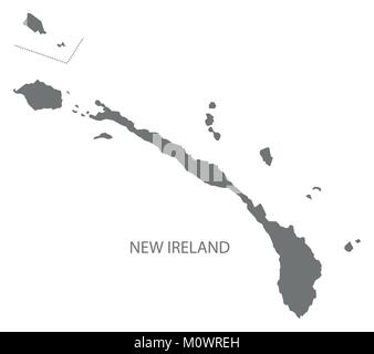 Neue Irland Karte von Papua-neuguinea Grau Abbildung silhouette Form Stock Vektor
