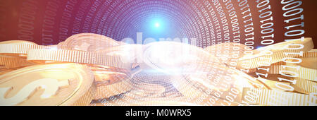 Zusammengesetztes Bild der Spirale der glänzend Binär-code Stockfoto