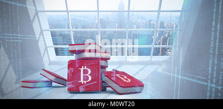 Das zusammengesetzte Bild im bitcoin Symbol Stockfoto