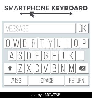 Smartphone Tastatur Vektor. ABC Alphabet Tasten. Für das mobile Gerät. Vektor Flachbild Abbildung Stock Vektor