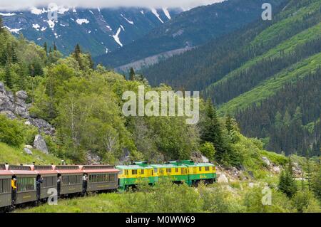 USA, Alaska, White Pass & Yukon Route, Zug von Carcross (Yukon) nach Skagway (Alaska) über White Pass Stockfoto