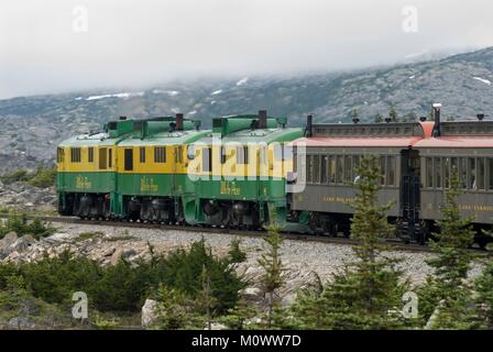 Kanada, Yukon Territory, Carcross, White Pass & Yukon Route, Zug von Carcross (Yukon) nach Skagway (Alaska) über White Pass Stockfoto