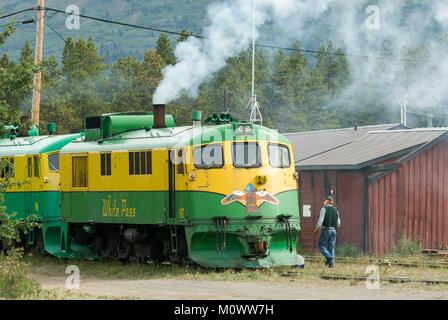 Kanada, Yukon Territory, Carcross, White Pass & Yukon Route, Zug von Carcross (Yukon) nach Skagway (Alaska) über White Pass Stockfoto