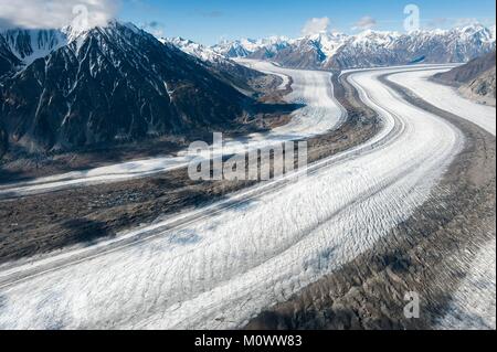 Kanada, Yukon Territory, Kluane National Park und National Park Reserve (Luftbild), kaskawulsh Glacier Stockfoto