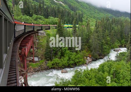 USA, Alaska, White Pass & Yukon Route, Zug von Carcross (Yukon) nach Skagway (Alaska) über White Pass Stockfoto