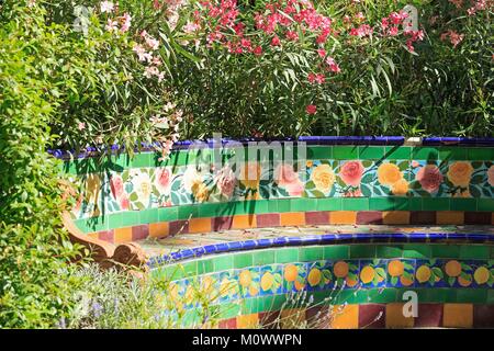 Frankreich, Alpes Maritimes, Menton Garavan, Fontana Rosa Garten (Vicente Blasco Ibanez 20.) Historisches Denkmal Stockfoto