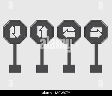 Einbahnstraße zeichen Symbol mit grauen Hintergrund. Stock Vektor