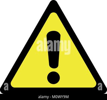 Warnschild Vektor mit einem Ausrufezeichen. Warnleuchte, Dreieck Gelb und Schwarz. Stock Vektor