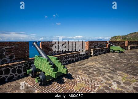 Niederlande, Sint Eustatius, Oranjestad, Fort Oranje, innen Stockfoto