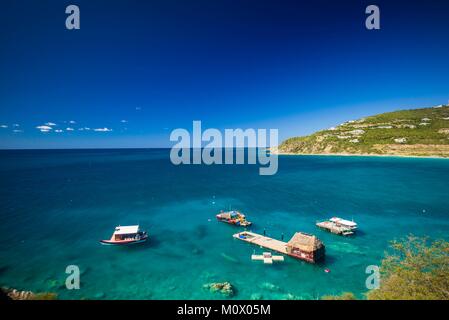 Niederlande, Sint Maarten, Philipsburg, erhöhten Blick auf Little Bay Stockfoto