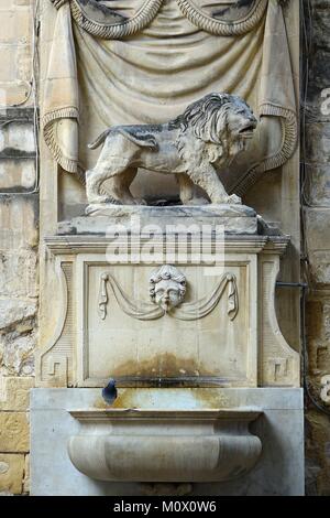 Malte, La Valette als Weltkulturerbe von der UNESCO, Triq San Gwann, Brunnen Stockfoto