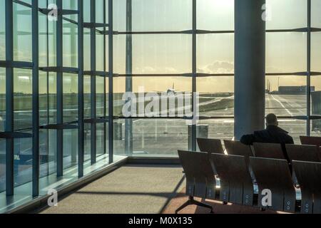 Frankreich, Val d'Oise, Flughafen Roissy Charles de Gaulle, Wartezimmer Stockfoto