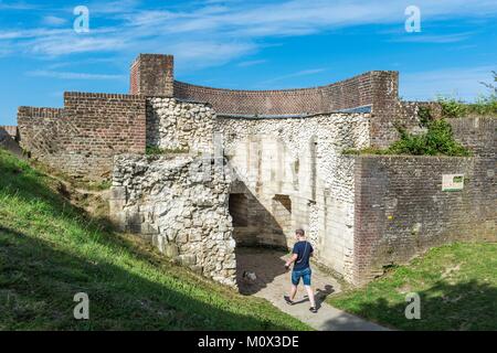 Frankreich, Pas-de-Calais, Montreuil-sur-Mer, Zitadelle aus dem 16. Jahrhundert, die Stadtmauer Stockfoto