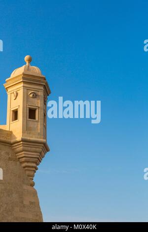 Malta, Valletta, als Weltkulturerbe von der UNESCO, Senglea, vom Gardjola Gärten und seinem Wachturm gesehen aufgeführt Stockfoto