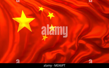 Flagge der Republik China in den Wind. 3D-Darstellung Stockfoto