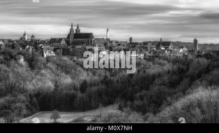 Rothenburg o.d. Tauber Bayern Deutschland in Schwarz und Weiß Schwarzweiß Stockfoto