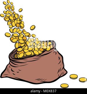 Beutel mit Gold Münzen Stock Vektor
